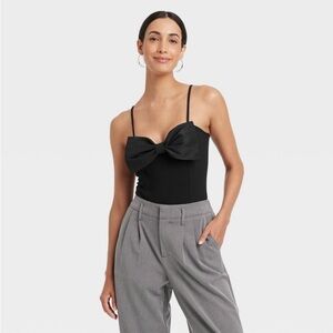 Bow Bodysuit A New Day 
Black Red M NWT Tank Spaghetti Strap Sleeveless
